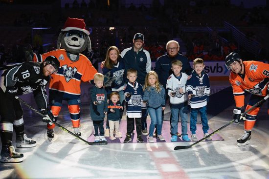 Agnelli puck drop ceremony on Mini-Stick Giveaway Night Sponsored by Agnelli Law.